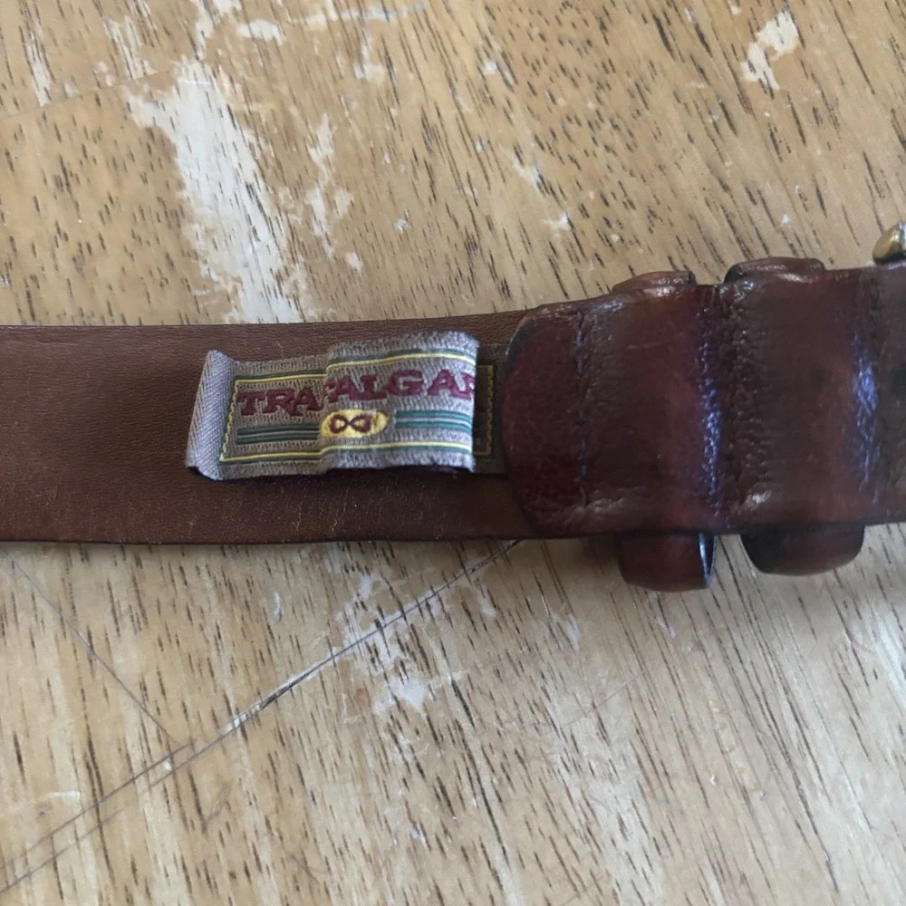 Trafalgar Mens Leather Belt Size 34 Glazed Capra Handmade in USA Classic Office‎